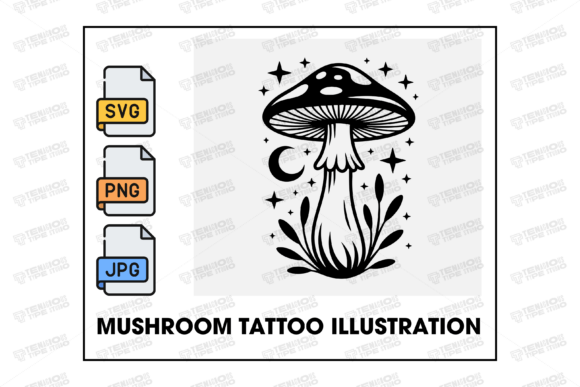 Download Mushroom Celestial Tattoo Illustration - Illustration Collection