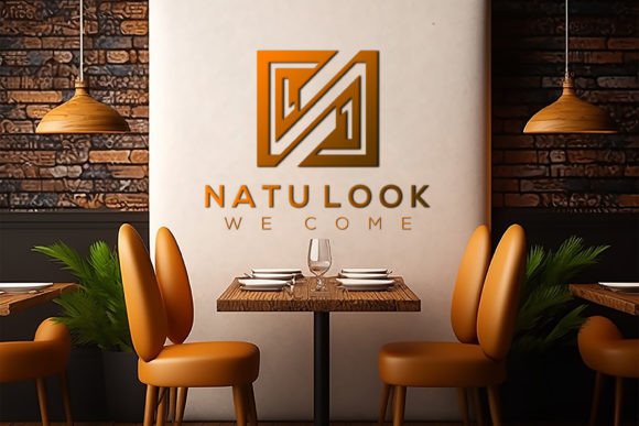Download Logo Mockup on Restaurant Interor - Logo mockup Collection